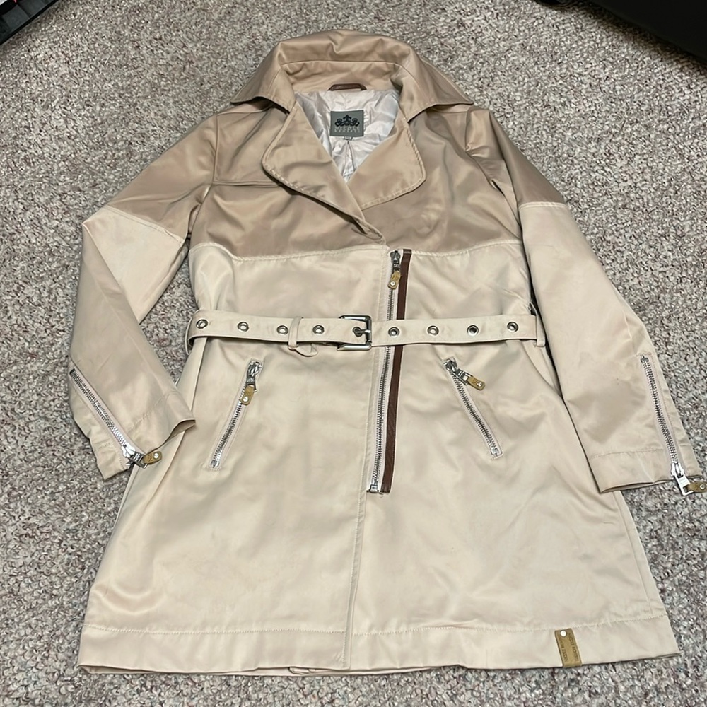 Nicole Benisti belted rain/trench coat with leather accents